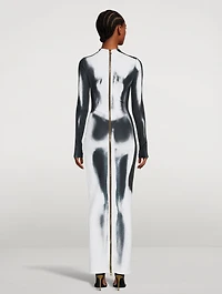 Long-Sleeve Maxi Dress Body Print