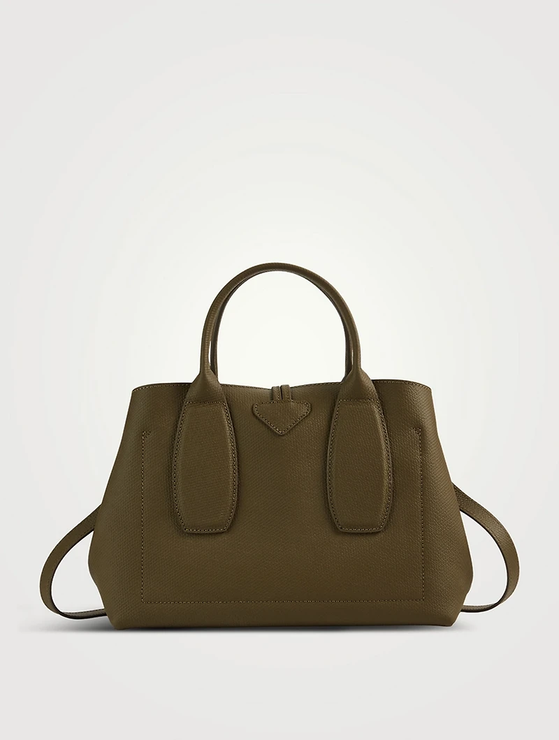 Medium Roseau Leather Top Handle Bag