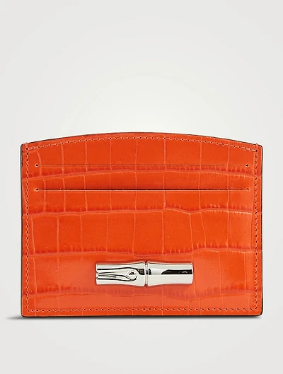 Roseau Croc-Embossed Leather Card Holder