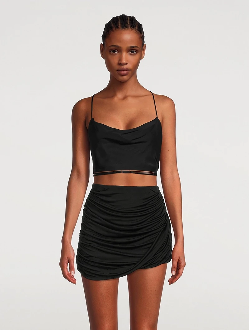 Noda Silk Backless Crop Top