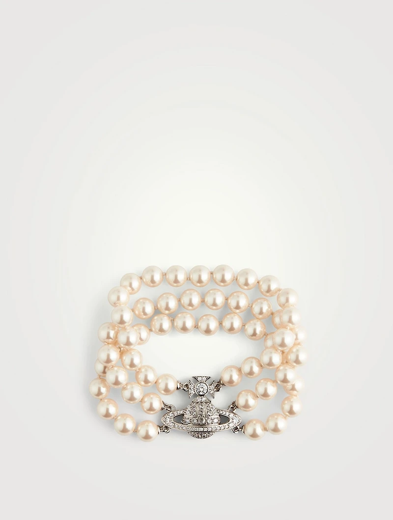 Graziella Three Row Faux Pearl Bracelet