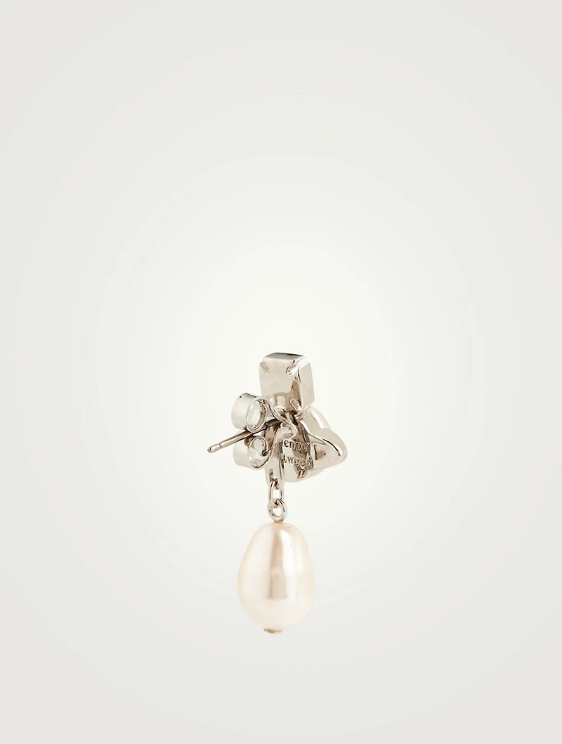Inass Logo Faux Pearl Earrings