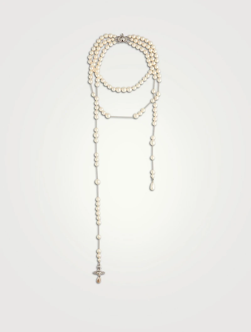 Broken Faux Pearl Necklace