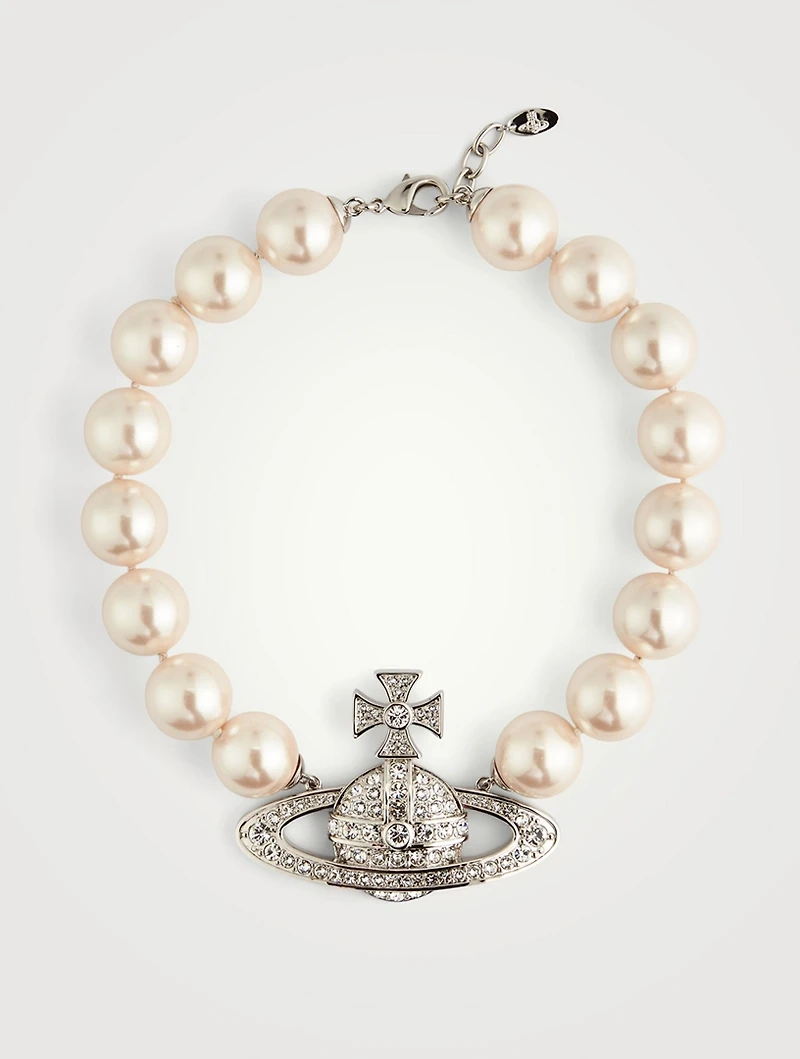 Neysa Logo Faux Pearl Necklace