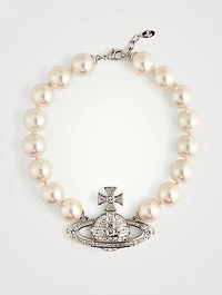 Neysa Logo Faux Pearl Necklace