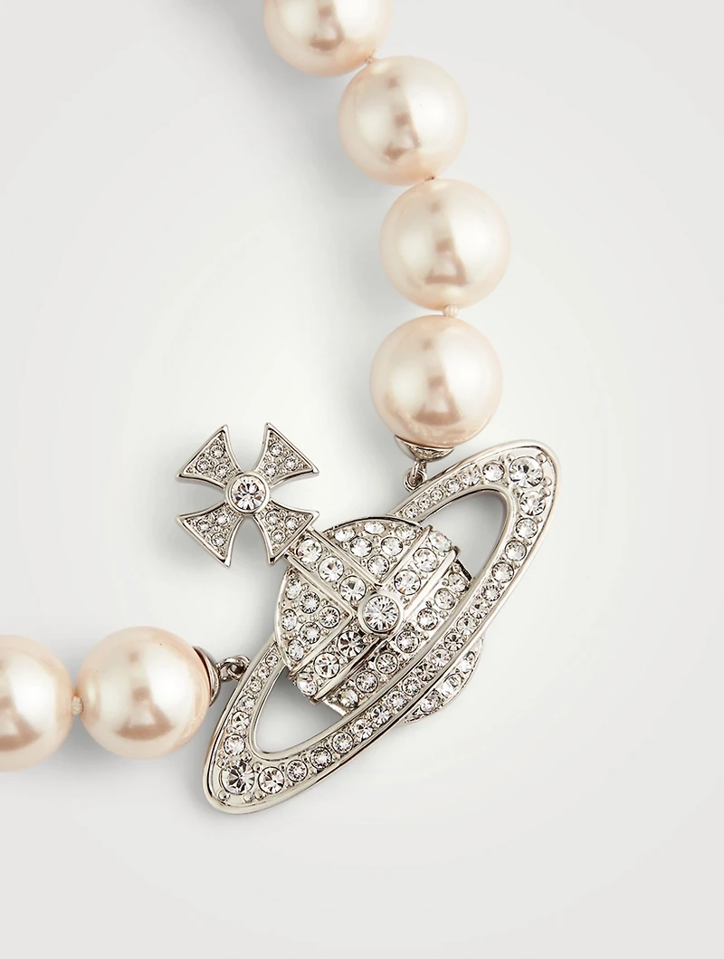 Neysa Logo Faux Pearl Necklace