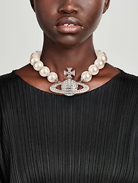 Neysa Logo Faux Pearl Necklace
