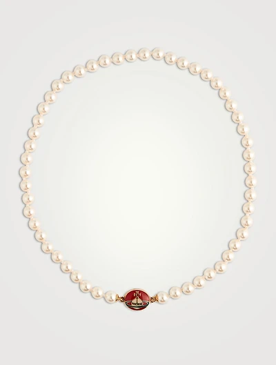 Loelia Enamel And Faux Pearl Necklace