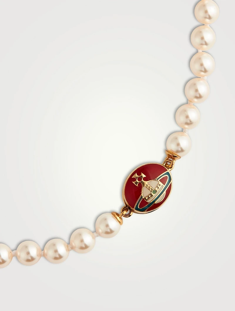 Loelia Enamel And Faux Pearl Necklace