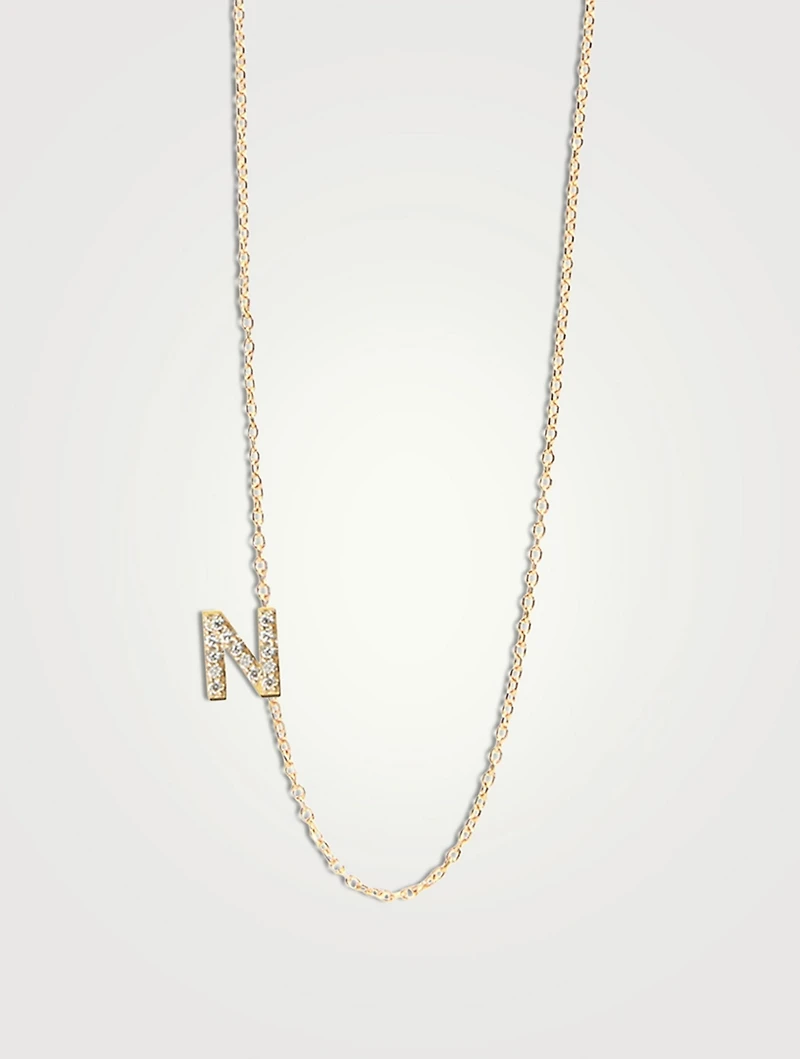 Love Letter Gold N Initial Pavé Diamond Necklace