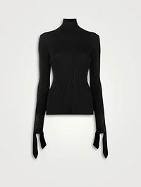 Ribbed Split-Cuff Sweater