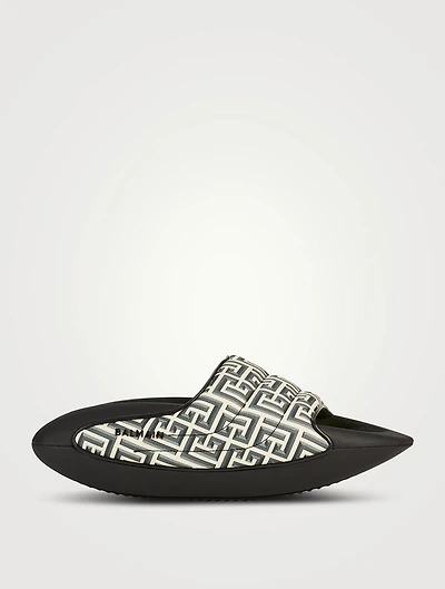 B-IT-Puffy Quilted Leather Slide Sandals With Monogram