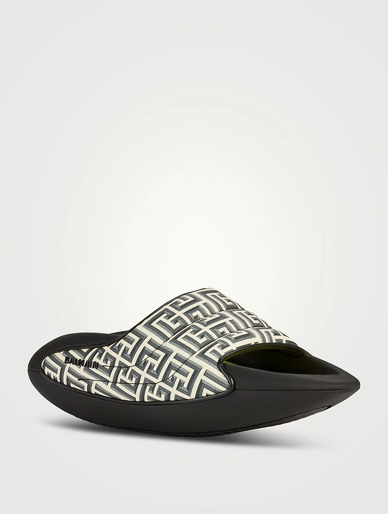 B-IT-Puffy Quilted Leather Slide Sandals With Monogram