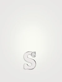 Love Letter White Gold Initial S Single Diamond Stud Earring