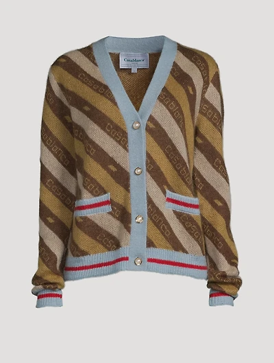 Diagonal Stripe Jacquard Cardigan