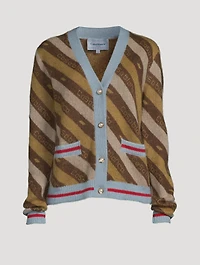 Diagonal Stripe Jacquard Cardigan