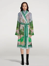 Tennis Club Prive Printed Silk Robe