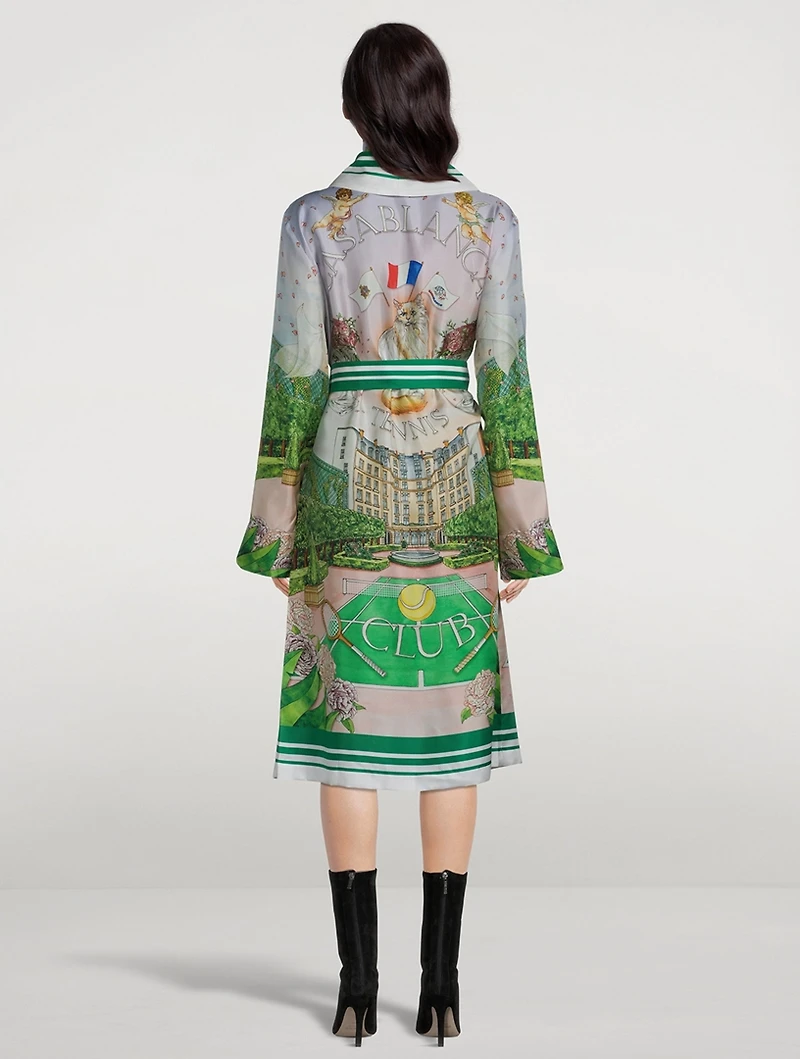 Tennis Club Prive Printed Silk Robe