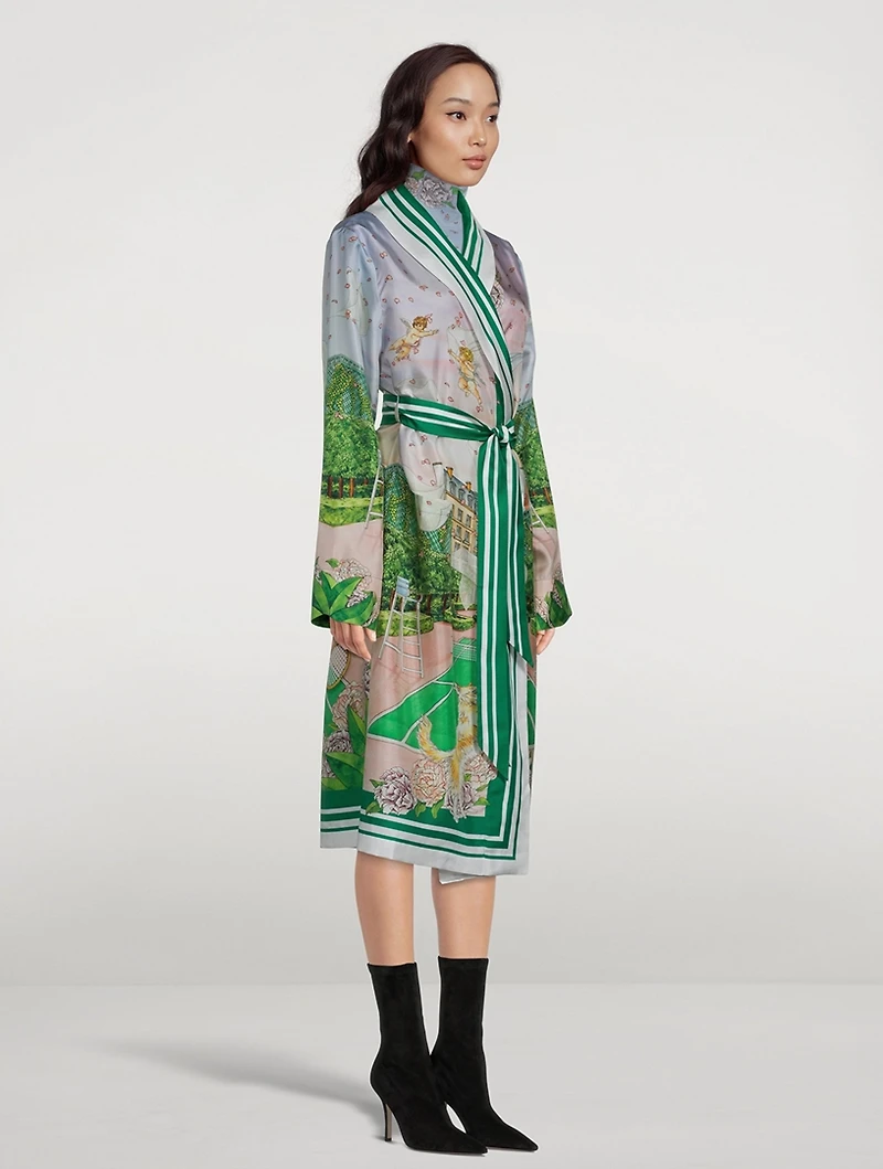 Tennis Club Prive Printed Silk Robe