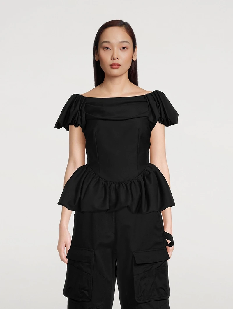 Short Sculpted Puff Sleeve Top