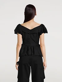 Short Sculpted Puff Sleeve Top