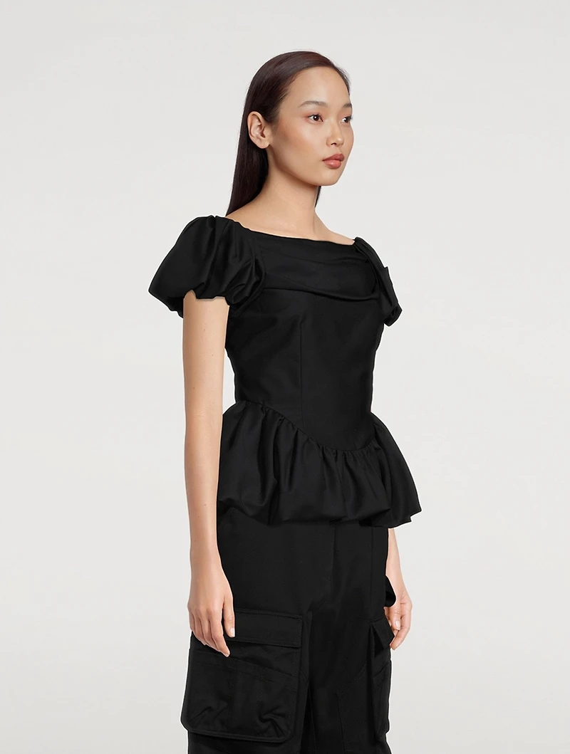 Short Sculpted Puff Sleeve Top