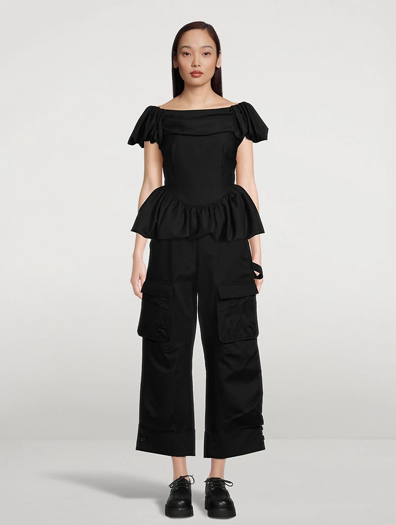 Short Sculpted Puff Sleeve Top