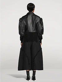Cropped Bustier Leather Biker Jacket