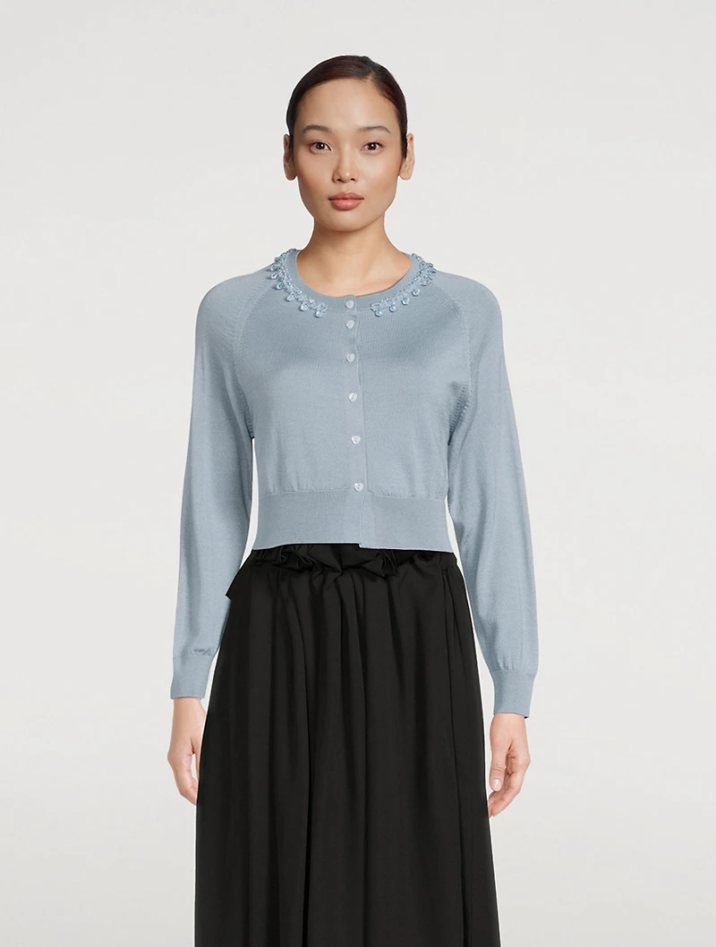 Embellished Wool And Silk Cardigan