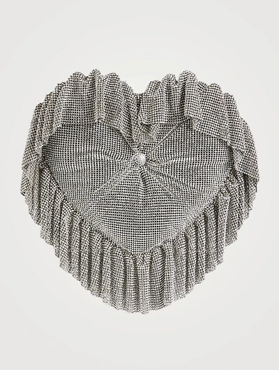 Heart Pillow Crystal Mesh Clutch