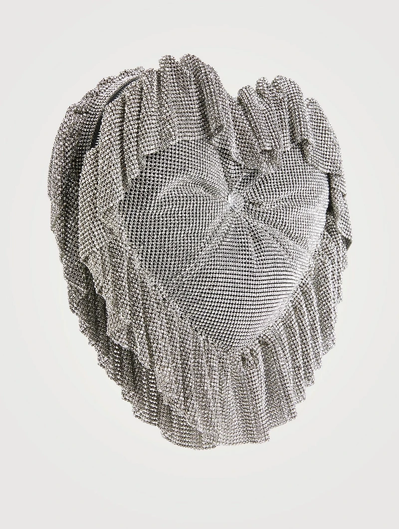 Heart Pillow Crystal Mesh Clutch
