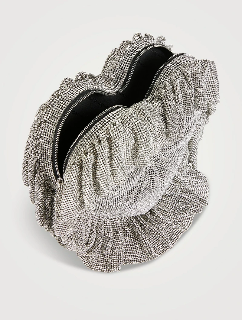 Heart Pillow Crystal Mesh Clutch