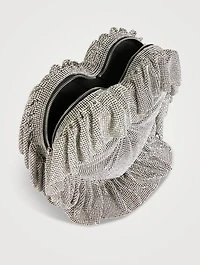 Heart Pillow Crystal Mesh Clutch