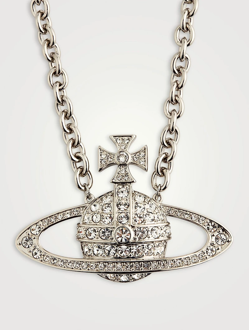 Mini Bas Relief Chain Necklace With Crystals