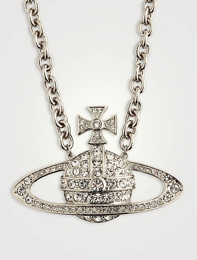 Mini Bas Relief Chain Necklace With Crystals
