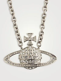Mini Bas Relief Chain Necklace With Crystals