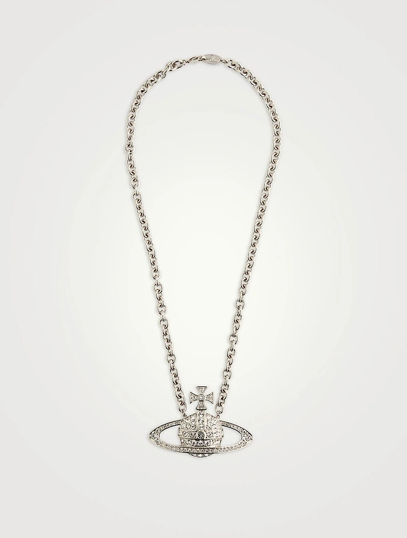 Mini Bas Relief Chain Necklace With Crystals