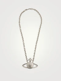 Mini Bas Relief Chain Necklace With Crystals
