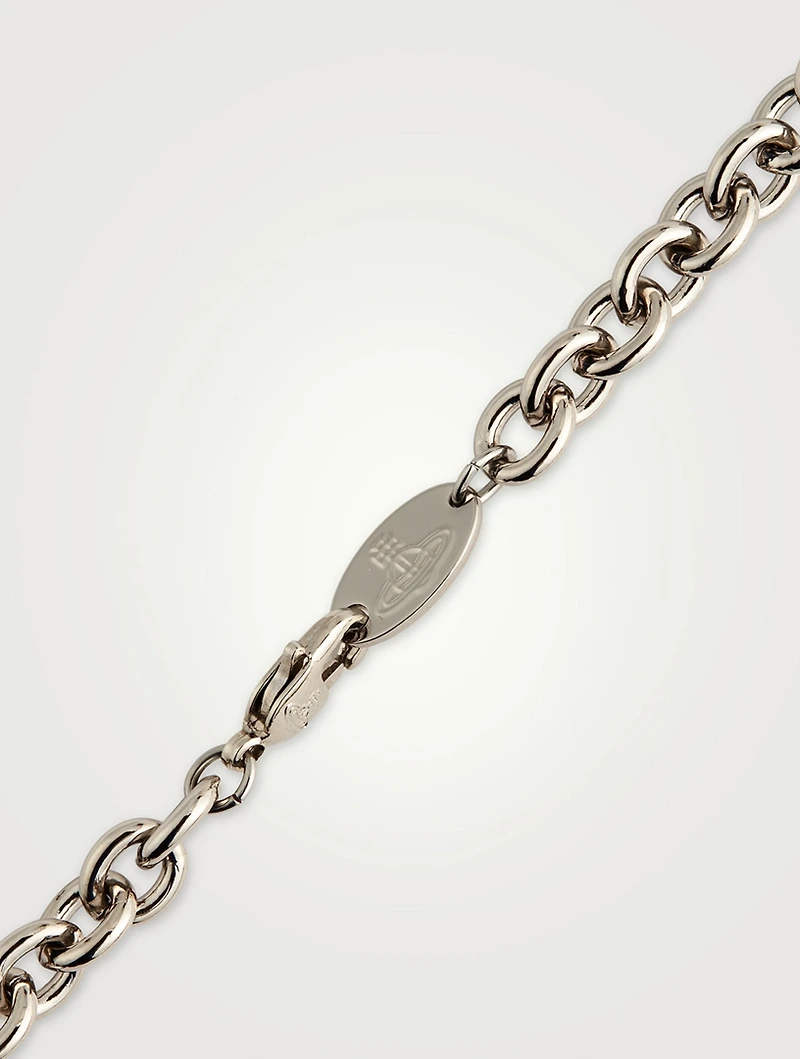 Mini Bas Relief Chain Necklace With Crystals