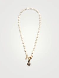 Teddy Faux Pearl Necklace With Crystal And Sapphire