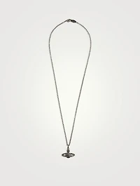 Mini Bas Relief Chain Necklace With Crystals