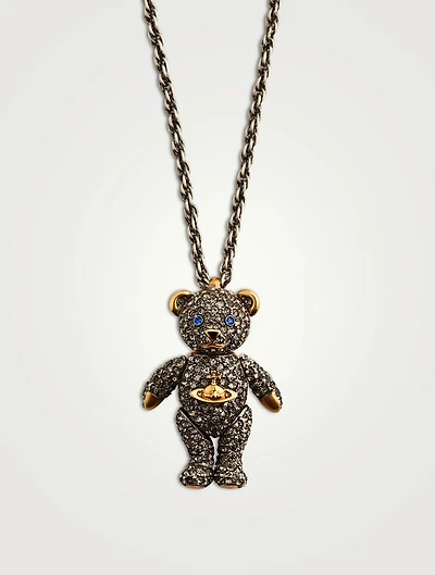 Teddy Pendant Necklace With Crystals