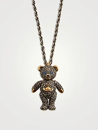 Teddy Pendant Necklace With Crystals