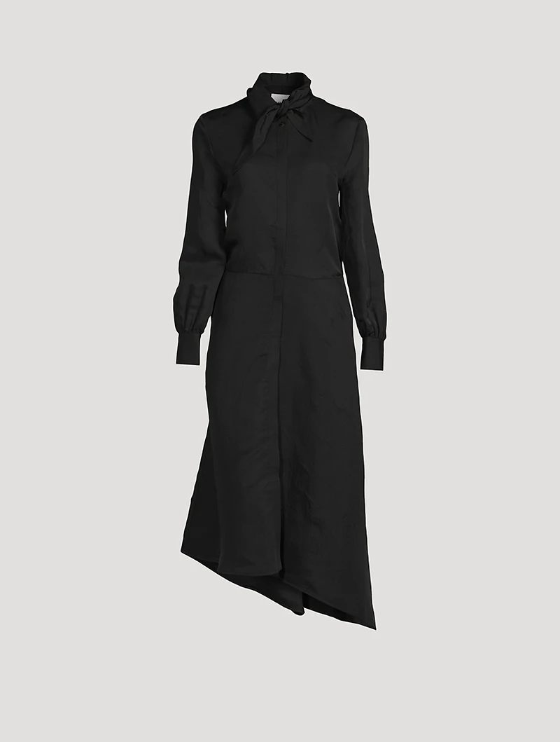 Viscose And Silk Dress With Asymmetrical Hem