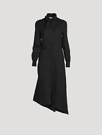 Viscose And Silk Dress With Asymmetrical Hem
