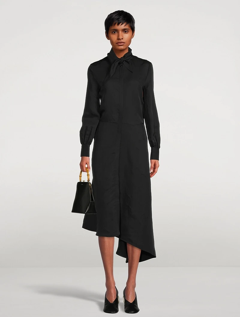 Viscose And Silk Dress With Asymmetrical Hem