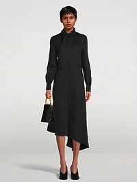 Viscose And Silk Dress With Asymmetrical Hem