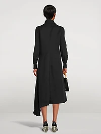Viscose And Silk Dress With Asymmetrical Hem