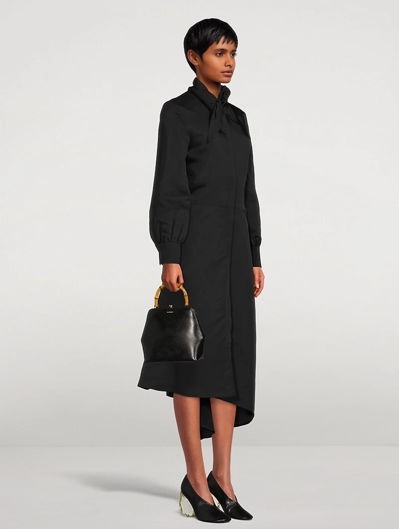 Viscose And Silk Dress With Asymmetrical Hem