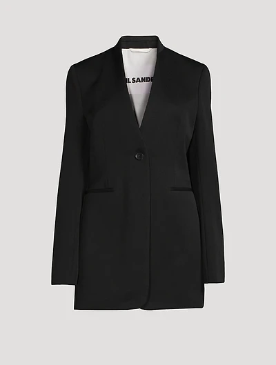 Wool Collarless Blazer